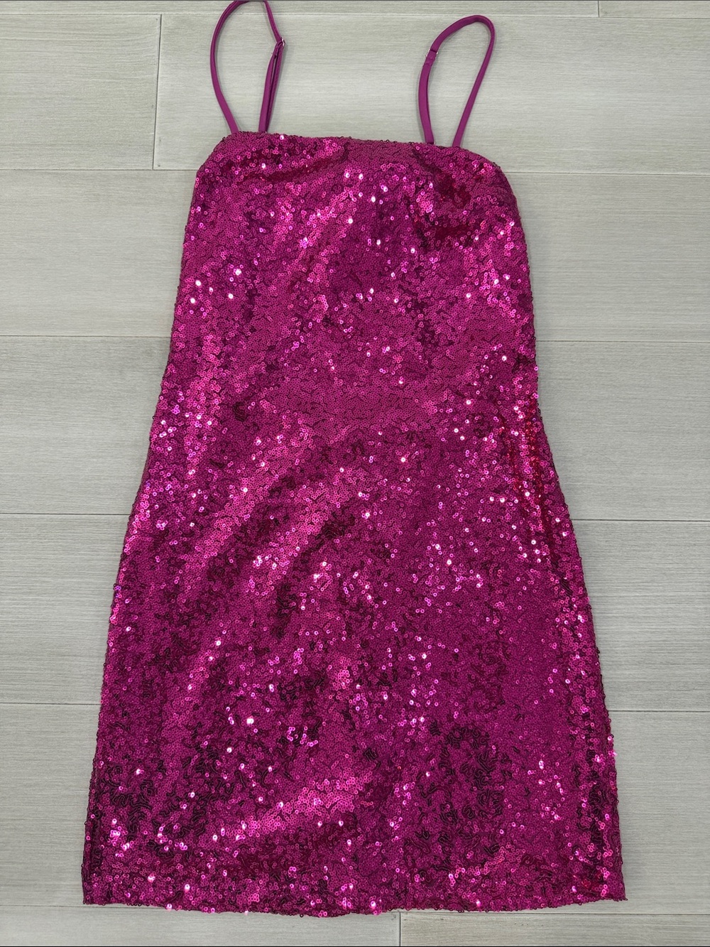 Lucy in the Sky Fuchsia Sequin Party Dress with adjustable straps - Size Small